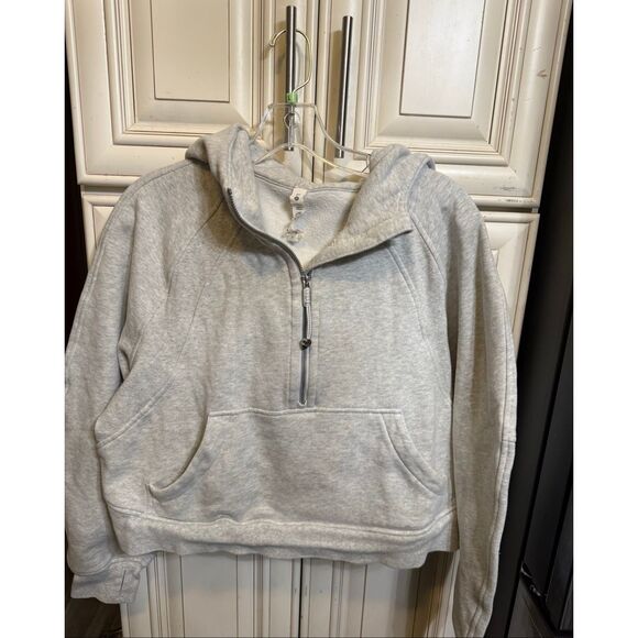 Lululemon Women's Scuba Oversized Half Zip Hoodie Heathered Light Grey Size M/L - Picture 14 of 15